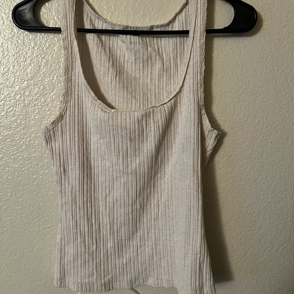 Elegant Cream Ribbed Tank Top